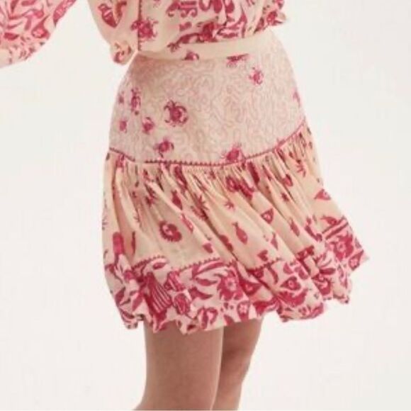 ALÉMAIS esmerelda Printed Mini Skirt 100% silk - Picture 2 of 10